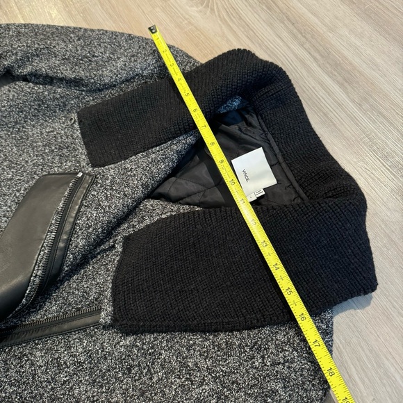 COPY - vince women’s coat size L black gray full zip wool blend lamb leather - Picture 11 of 12